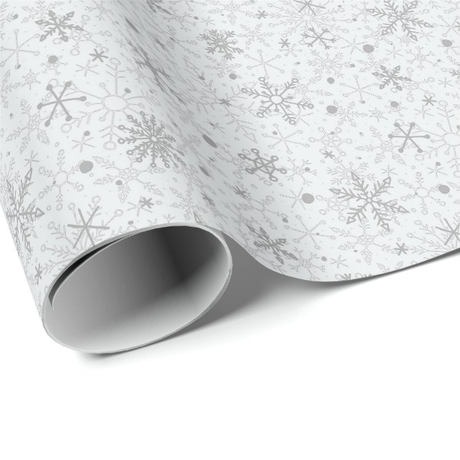 Minimalistiska snöflingor Grå jul Presentpapper (Rullad Hörn)
