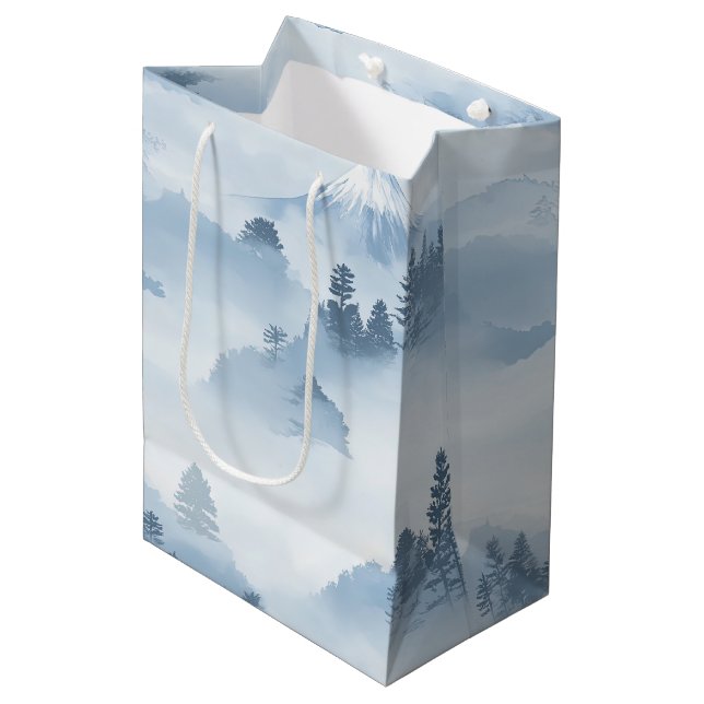 Minimalistiska snötäckta berg i blåvit (Framsidan Vinklad)