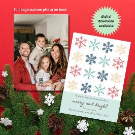 Minimalistiska söta pastellfärgade snöflingor julf julkort