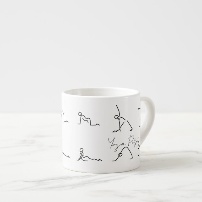 Minimalistiska Stavfigurer Yoga Poser Espressomugg (Framsida höger)