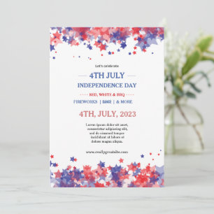 Minimalistiska stjärnor röda och blå 4:e juli-even inbjudningar