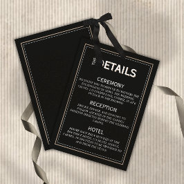 Minimalistiska svarta formella bröllopsdetaljer tilläggskort