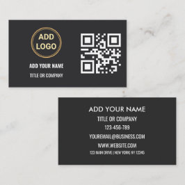 Minimalistiska svarta guld anpassade logotyp QR-ko Visitkort