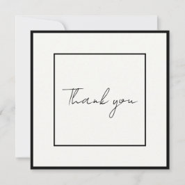 Minimalistiska svarta manus Elegant foto Bröllop Tack Kort