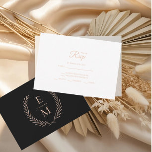 Minimalistiska svarta och rosa bröllop RSVP-kort OSA Kort