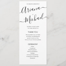 Minimalistiska svarta och vita bröllapsnamn manus program