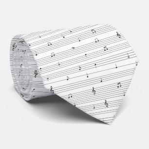 Minimalistiska svarta och vita notlinjer slips