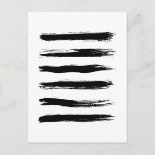 Minimalistiska svarta och vita penseldrag vykort