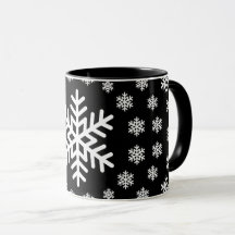 Minimalistiska svarta och vita snöflingor Mandala