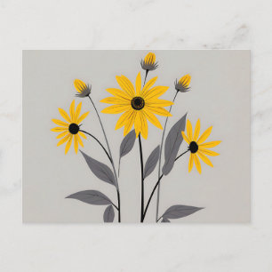 Minimalistiska svartögda Susan-blommor Vykort