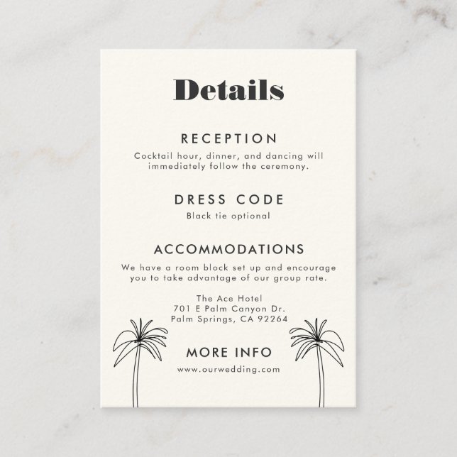 Minimalistiska Tropikar Bröllop Tilläggskort (Framsida)
