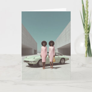 Minimalistiska Twillingar för Retro-Chic Inbjudan