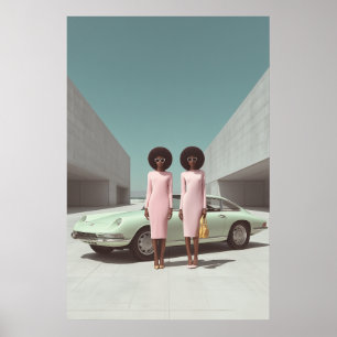 Minimalistiska Twillingar för Retro-Chic Poster