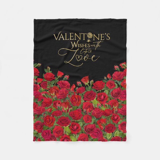 Minimalistiska valentinskalligrafirosor i guld fleecefilt (Framsidan)