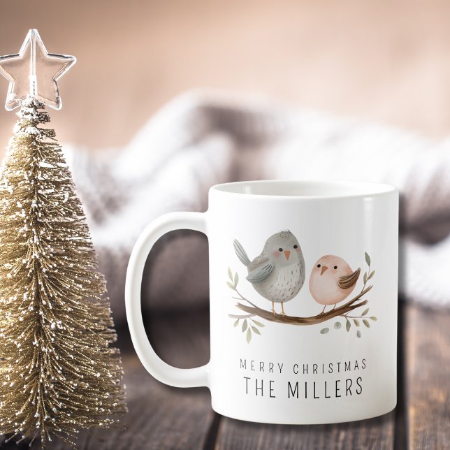 Minimalistiska vattenfärgsfåglar kaffemugg (Skapare uppladdad)