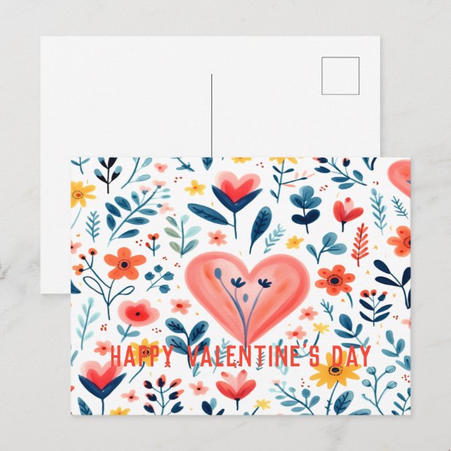 MINIMALISTISKA VATTENFÄRGSKANDENAVISKA BLOMMIGTAR HELG VYKORT (Fram/baksida)