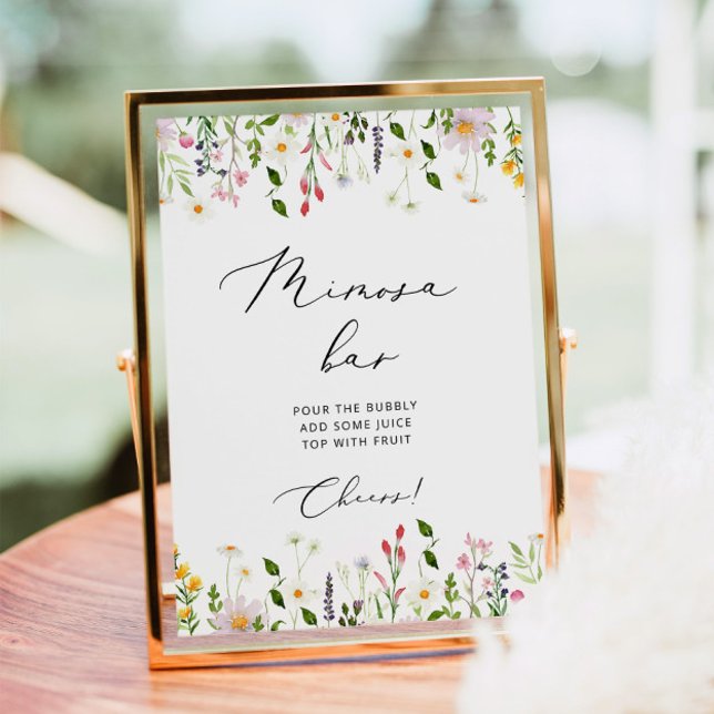 Minimalistiska vildblommor mimosa barskylt poster (Skapare uppladdad)