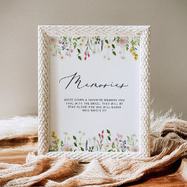 Minimalistiska vildblommor minnen med bruden poster