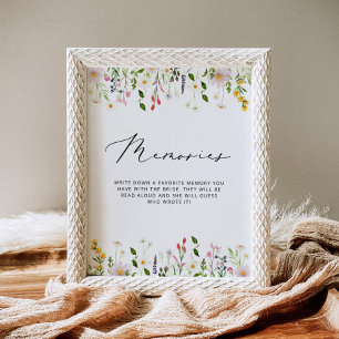 Minimalistiska vildblommor minnen med bruden poster