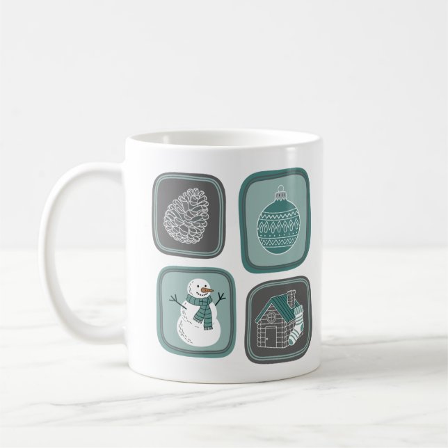 Minimalistiska vinterikoner, Modern Snemannamugg  Kaffemugg (Vänster)