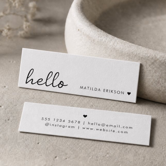 Minimalistiska Visitkort | Enkla Hello Vita Mini (Minimal handwritten “hello” mini business cards by Guava - clean, modern & effortlessly stylish)
