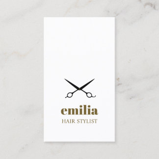 Minimalistiska vita antika guld svarta saxar salon visitkort