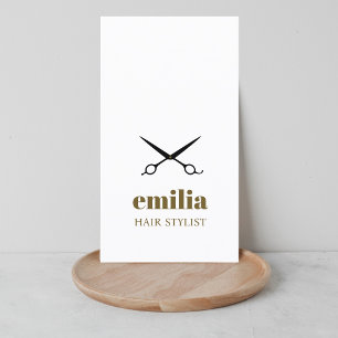 Minimalistiska vita antika guld svarta saxar salon visitkort