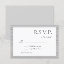 Minimalistiska vita gråa ränder moderna chic rsvp inbjudningar
