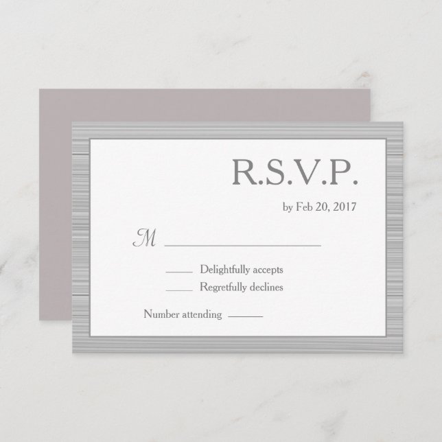 Minimalistiska vita gråa ränder rosa RSVP Inbjudningar (Fram/baksida)