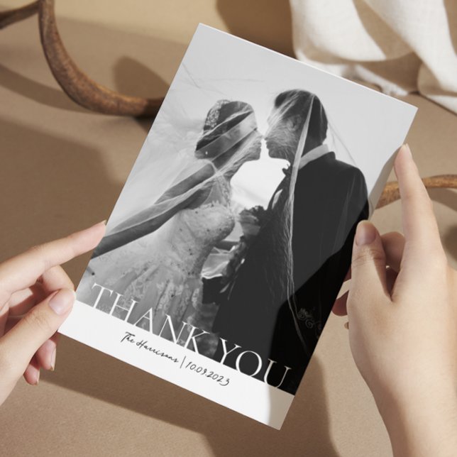 Minimalistiskt 2-foto enkelt Bröllop-tackkort Tack Kort (minimalist wedding thank you cards )