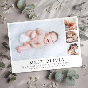 Minimalistiskt 4-foto-möte Baby-meddelande Meddelande