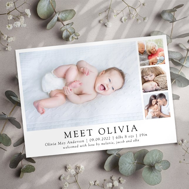 Minimalistiskt 4-foto-möte Baby-meddelande Meddelande (Skapare uppladdad)