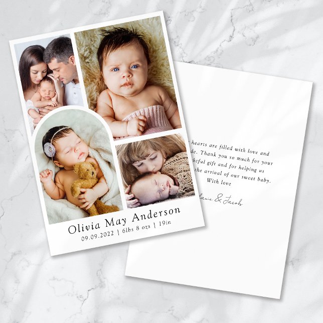 Minimalistiskt 5 fotoarks Tack-födelse Meddelande (Skapare uppladdad)