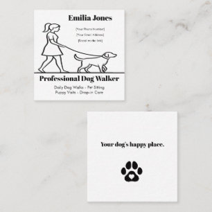 Minimalistiskt Affärskort för Dog Walker med Heart Fyrkantigt Visitkort