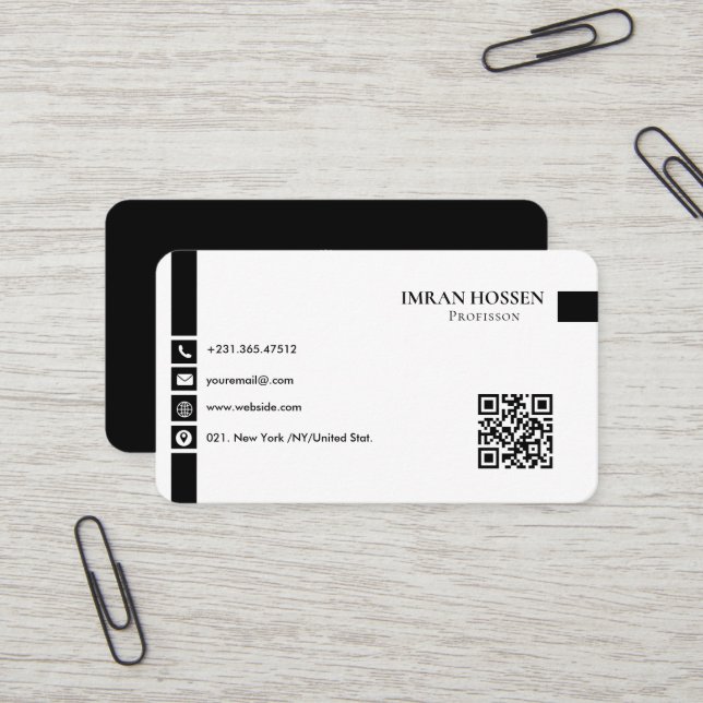 Minimalistiskt affärskort för qr-kod visitkort (Fram/Back In Situ)