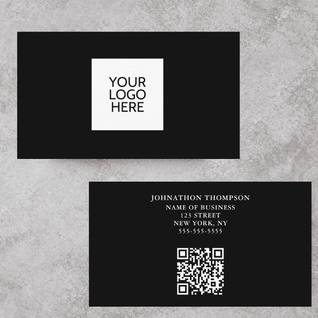 Minimalistiskt Affärskort för svartvit Logotyp QR- Visitkort (Skapare uppladdad)