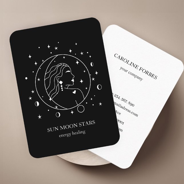 Minimalistiskt Affärskort i sol måne star Visitkort (Minimalistic sun moon star Business card)
