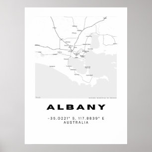 Minimalistiskt Albany Karta med koordinater Poster