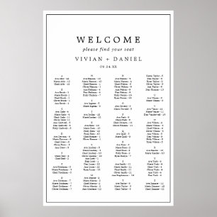 Minimalistiskt alfabetiskt sittdiagram för typogra poster