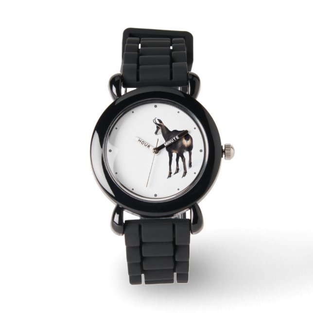 Minimalistiskt alpina Chamois-bergsget på snö Armbandsur (Framsida)