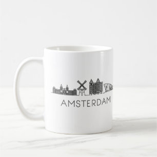 Minimalistiskt Amsterdam Skyline Silhouette-kaffe Kaffemugg