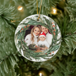 Minimalistiskt andningsfoto för Winter Gräs Julgransprydnad Keramik