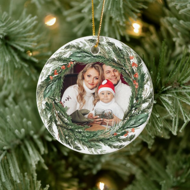 Minimalistiskt andningsfoto för Winter Gräs Julgransprydnad Keramik (Träd)