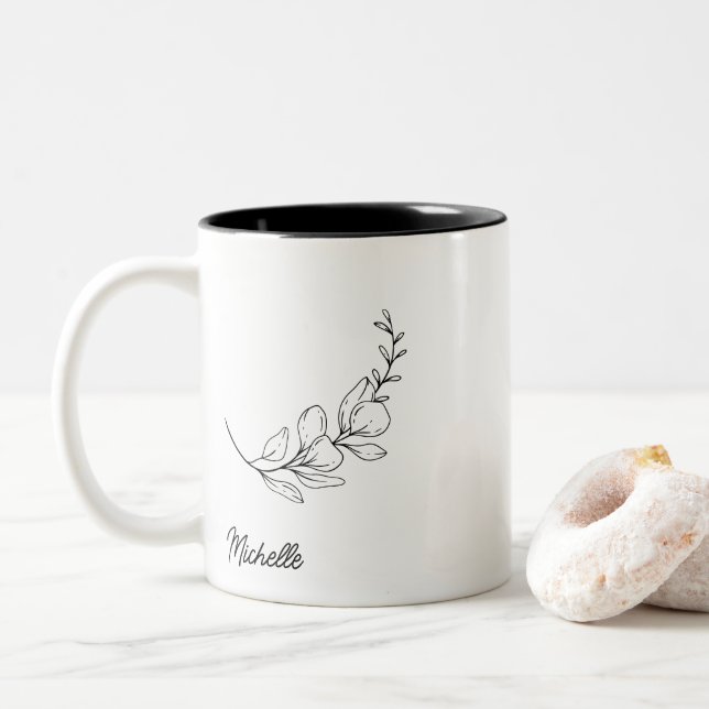 Minimalistiskt anpassat botaniskt namn Två-Tonad mugg (Med munk)