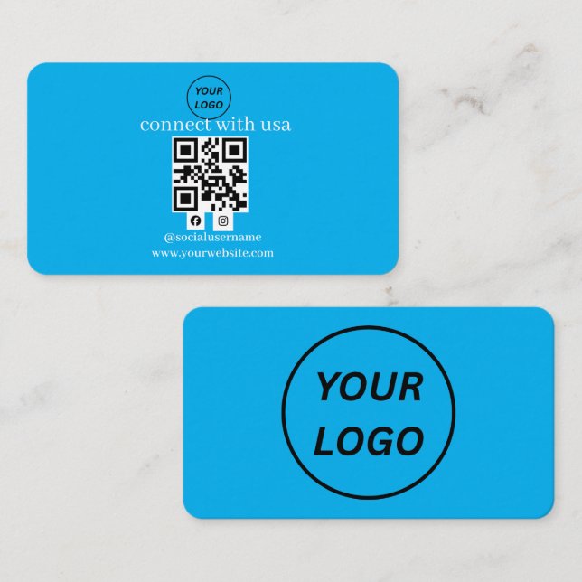 Minimalistiskt anpassat logotyp QR-kod för sociala Visitkort (Fram/baksida)