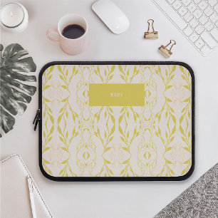 Minimalistiskt anpassat namn blomster Mönster Laptop Fodral