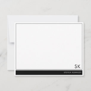 Minimalistiskt anpassat namn, Monogrammed svart Gr Anteckningskort