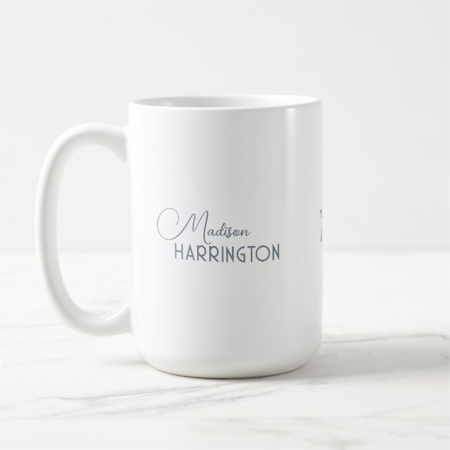 Minimalistiskt anpassat namn och monogram kaffemugg (Vänster)