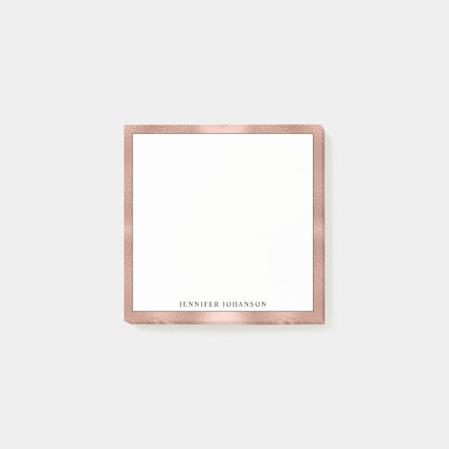 Minimalistiskt Anpassat Namn Professionell Roségul Post-it Block (Framsida)