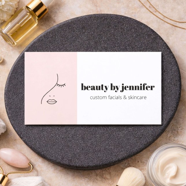 Minimalistiskt ansiktslogotyp Facialist Roséblush Visitkort (Skapare uppladdad)